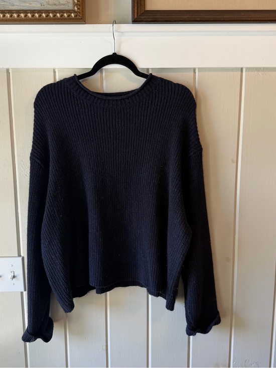 Eddie Bauer Sweaters - Vintage Women’s Eddie Bauer Navy Ribbed Crewneck Sweater, Size XL